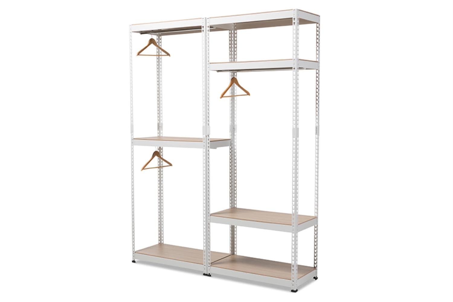 Baxton Studio Gavin 7 Shelf Metal Closet Storage Organizer in White