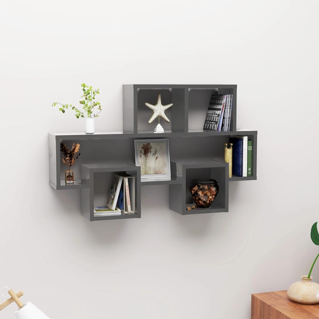 Car Wall Shelf Glossy Grey 82 x 15 x 51 cm in Particle Board