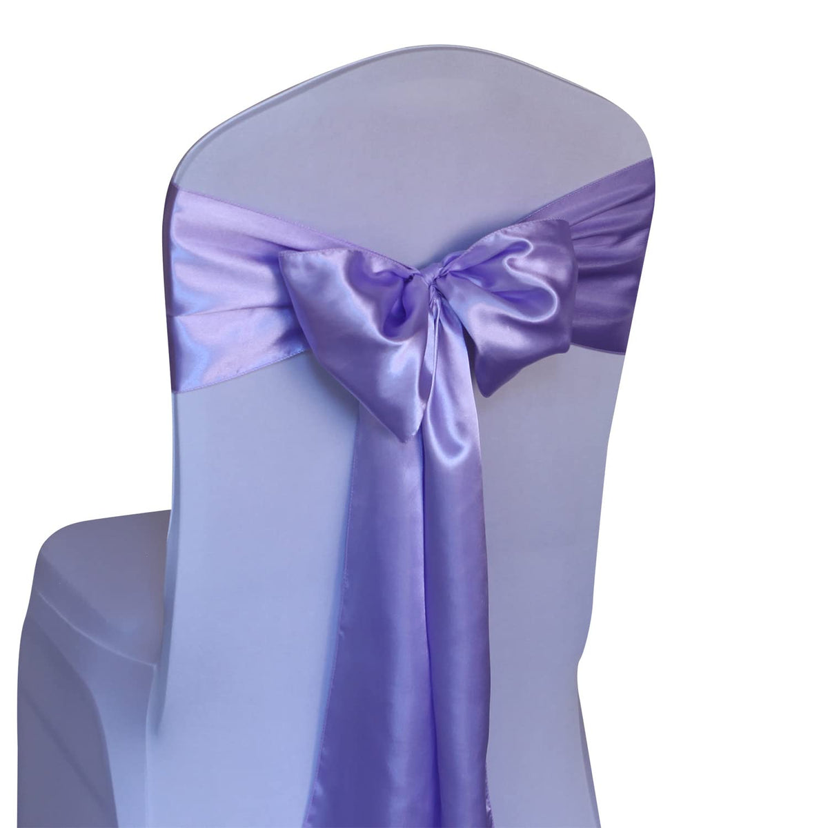 Welmatch Lavender Satin Chair Sashes Ties 50 Pcs Wedding Banquet Party Event Decoration Chair Bows (Lavender, 50, 6.5'X108')