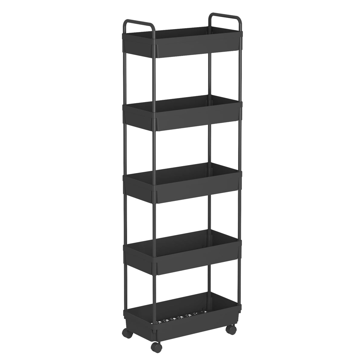 Buzowruil Rolling Storage Cart 5 Tier Organizer Mobile Shelving Unit Storage Rolling Utility Cart with Wheels for Kitchen Bathro