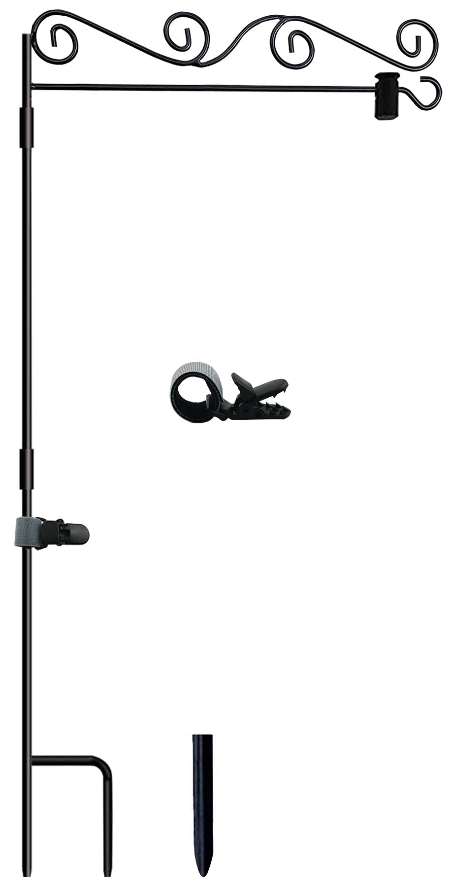 Akeydeco Garden Flag Stand-Holder-Pole With Garden Flag Stopper And Anti-Wind Clip Powder-Coated Waterproof Paint Keep Your Flag