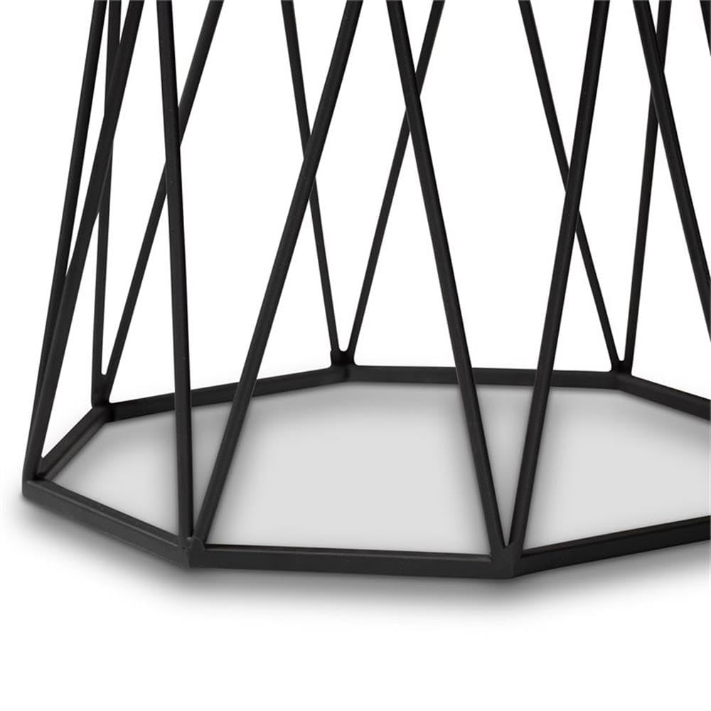 Baxton Studio Venedict Modern and Contemporary Black Metal End Table with Marble Tabletop