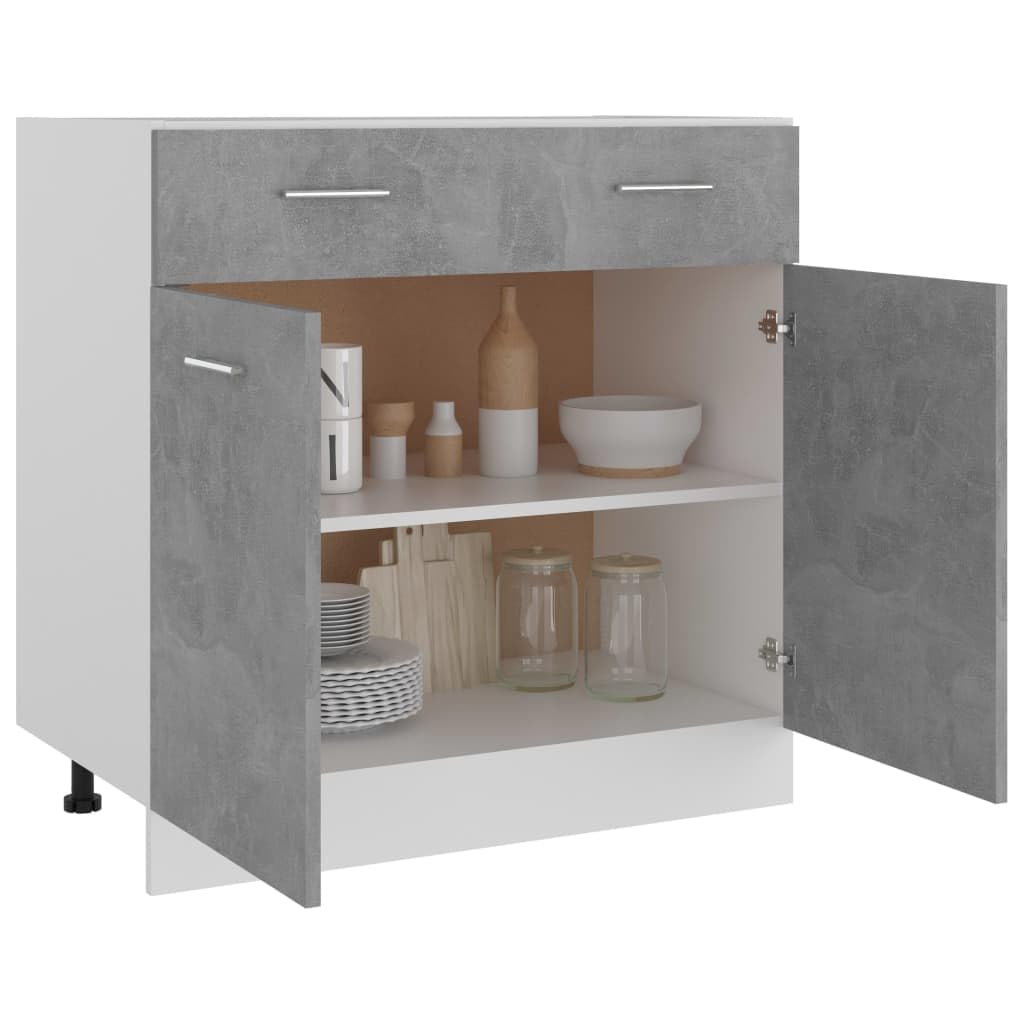 vidaXL Engineered Wood Drawer Bottom Cabinet, Optimized Storage, Simple Scandinavian Design, Concrete Gray, 31.5"x18.1"x32.1"