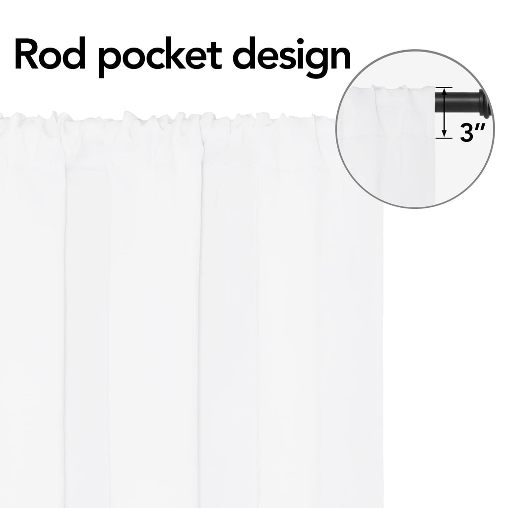 Easy-Going Rod Pocket Blackout Curtains For Bedroom, Room Darkening Window Curtains For Living Room, Thermal Insulated Noise Reduction Solid Window Drapes, 2 Panels(52X84 In, White)