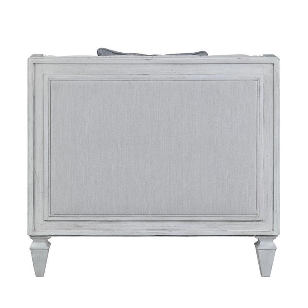 Acme Katia Chair in Gray Linen & White Finish