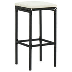 vidaXL 5-Piece Patio Bar Set with Black Poly Rattan Stools, Solid Acacia Wood Table, Cushions - Outdoor Furniture