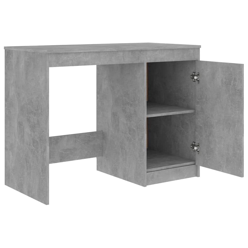vidaXL Desk Computer Desk Home Office Desk Shelves Concrete Gray Engineered Wood