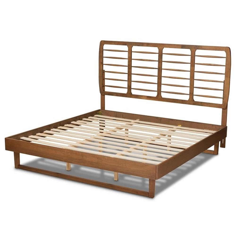 Baxton Studio Lucie Modern and Contemporary Walnut Brown Finished Wood King Size Platform Bed