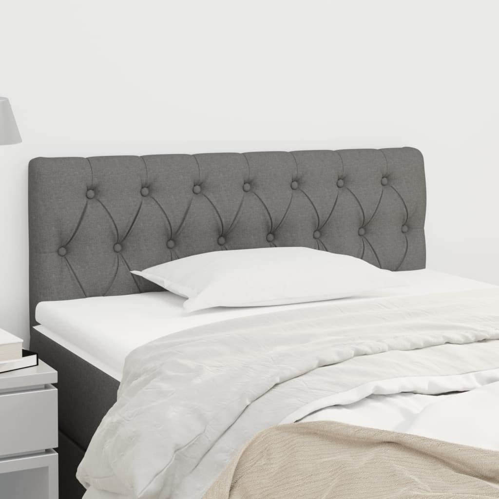 vidaXL Fabric Headboard in Dark Gray - Classic Design, Durable Construction, Made of 100% Polyester Fabric, Solid Larch and Engineered Wood - Size 39.4"x2.8"x30.7/34.6"