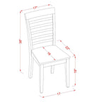 East West Furniture MLC-SBR-W Milan Kitchen Dining Chairs - Ladder Back Solid Wood Seat Chairs, Set of 2, Saddle Brown