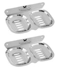 Indorox Soap Dish Holder Soap Stand and Soap Case Double Capacity Wall Mounted Stainless Steel 2 Pcs