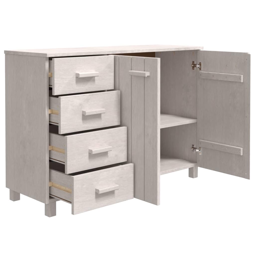 vidaXL HAMAR Solid Pinewood Sideboard - White - 44.5"x15.7"x31.5" - Two Doors and Four Drawers for Ample Storage - Sturdy and Versatile Piece for Any Room