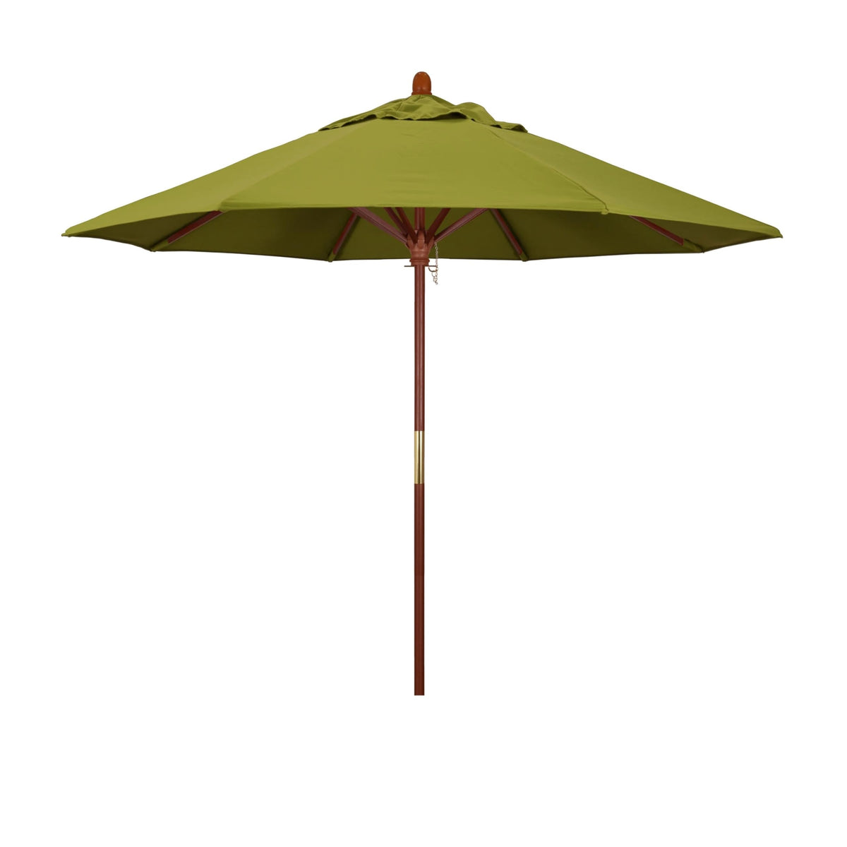 California Umbrella 9' Round Hardwood Frame Market Umbrella, Stainless Steel Hardware, Push Open, Pacifica Ginko