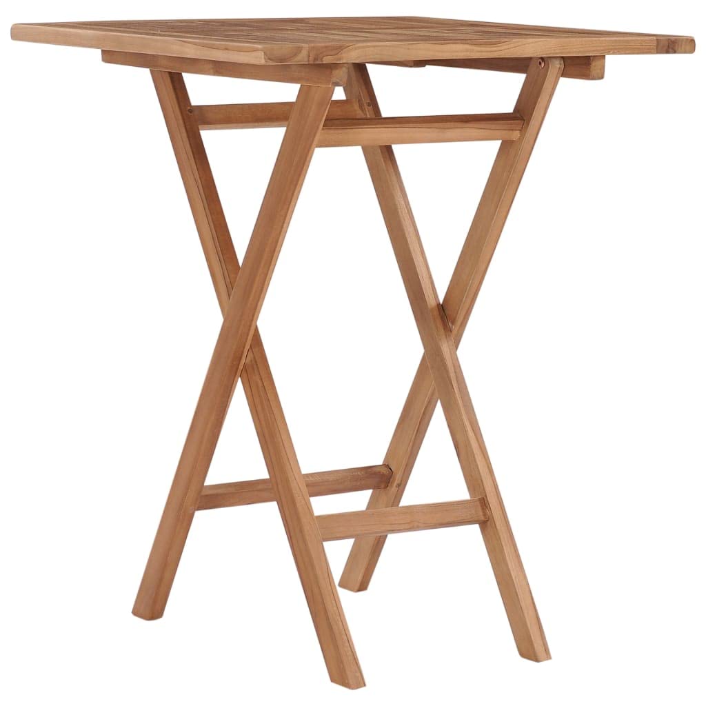 vidaXL Folding Patio Table - Fine Sanded Teak Hard Wood Garden Table - Weather-Resistant Outdoor Dining Furniture - Brown