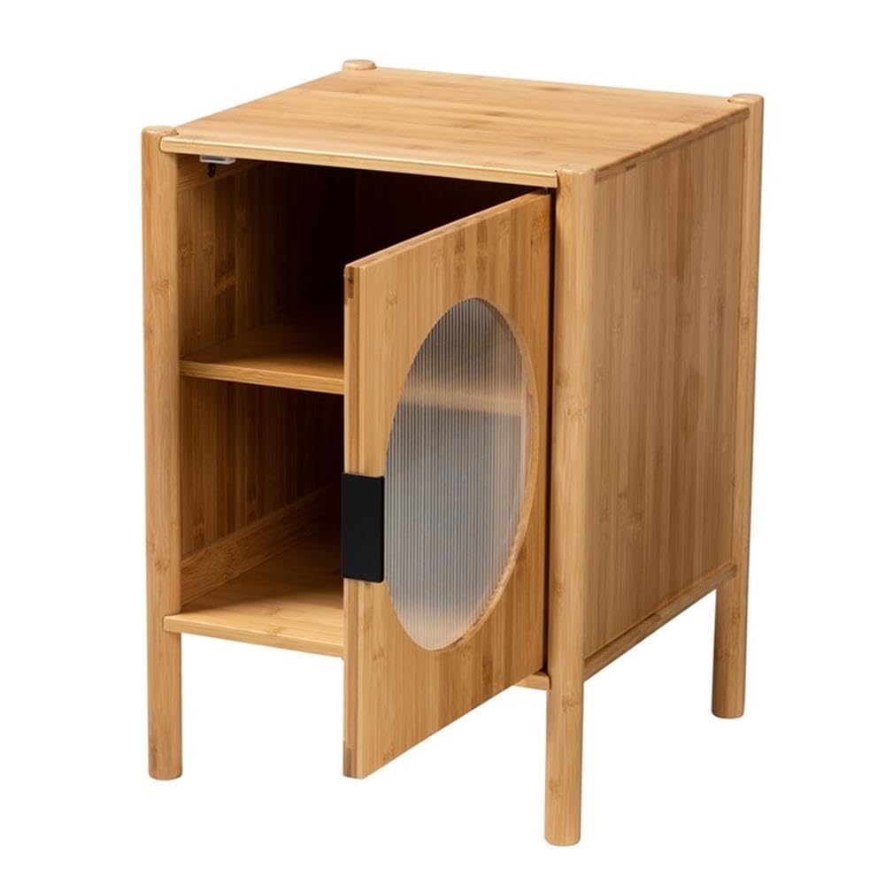 Baxton Studio Naresh Natural Brown Bamboo Wood 1-Door End Table