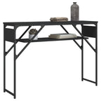 vidaXL Black Console Table with Shelf, Engineered Wood and Metal Frame, Industrial Style Entryway Hallway Living Room Furniture