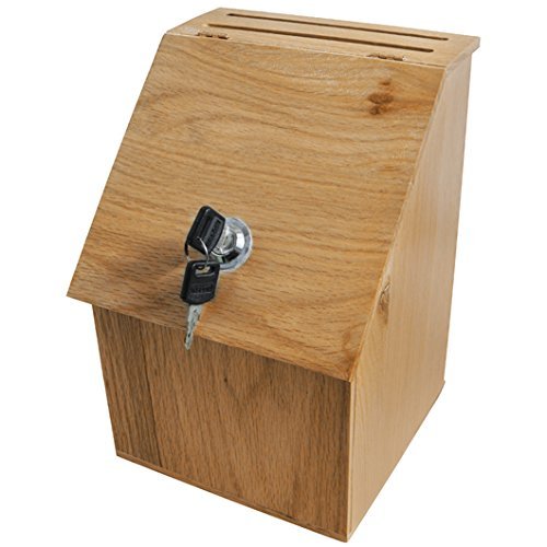 Wood Donation Collection Charity Box Suggestion Ballot Box Wide Slot To Enter Tickets Raffles Office Suggestions Comment Box Env