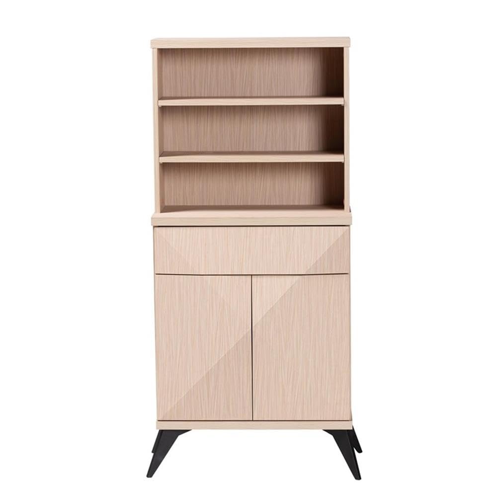 Baxton Studio Draper Mid-Century Modern Two-Tone Light Brown and Black Wood Kitchen Cabinet