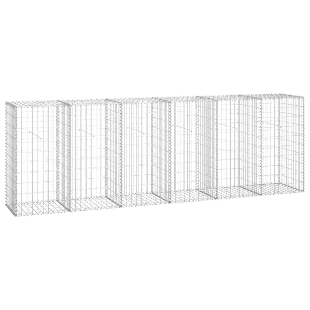 vidaXL Gabion Wall with Covers Galvanized Steel 118''x19.7''x39.4''