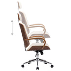 vidaXL Swivel Office Chair - Modern Design Cream Faux Leather and Bentwood Frame Adjustable Armchair for Office/Living Room/Lounge