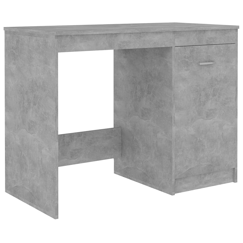 vidaXL Desk Computer Desk Home Office Desk Shelves Concrete Gray Engineered Wood