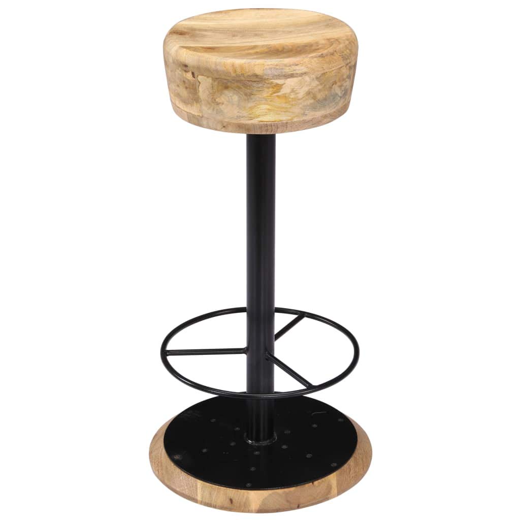 vidaXL Bar Stools - Counter Height Island Chairs - Solid Mango Wood with Powder-Coated Iron - Set of 2 - Industrial Brown - 15&quot; x 15&quot; x 29.9&quot;