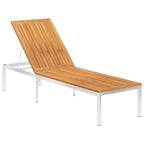vidaXL Solid Acacia Wood Sun Lounger with Cushion Garden Outdoor Terrace Beach Wooden Sun Day Lounge Bed Seating Seat Furniture Stainless Steel