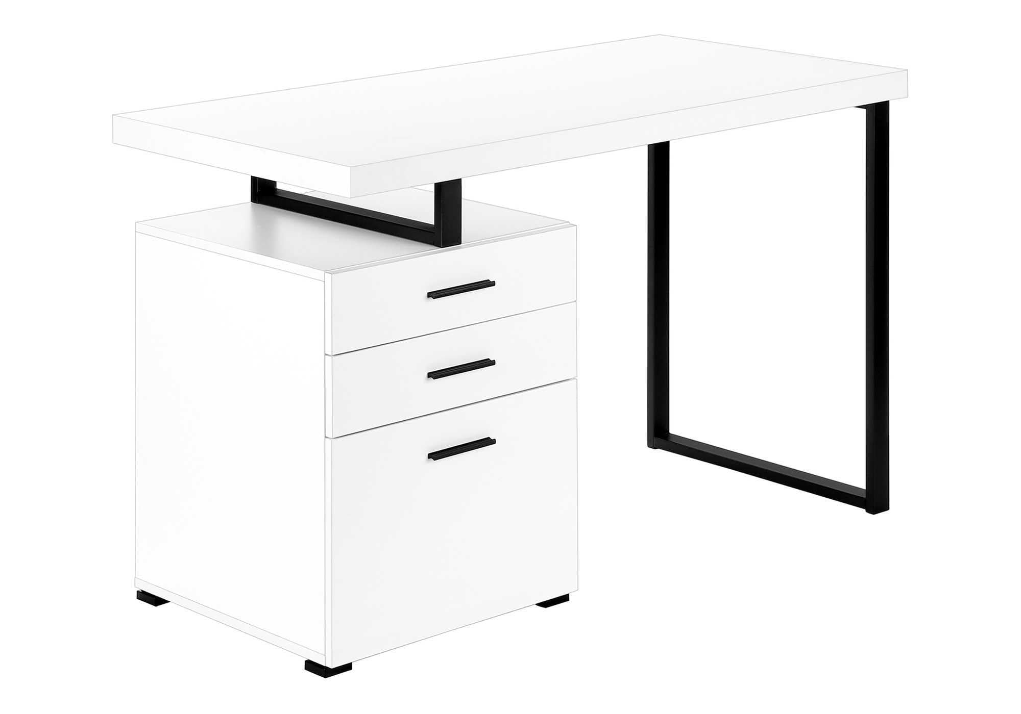 Monarch Specialties I 7646 Computer Desk, Home Office, Laptop, Left, Right Set-Up, Storage Drawers, 48&quot; L, Work, Metal, Laminate, White, Black, Contemporary