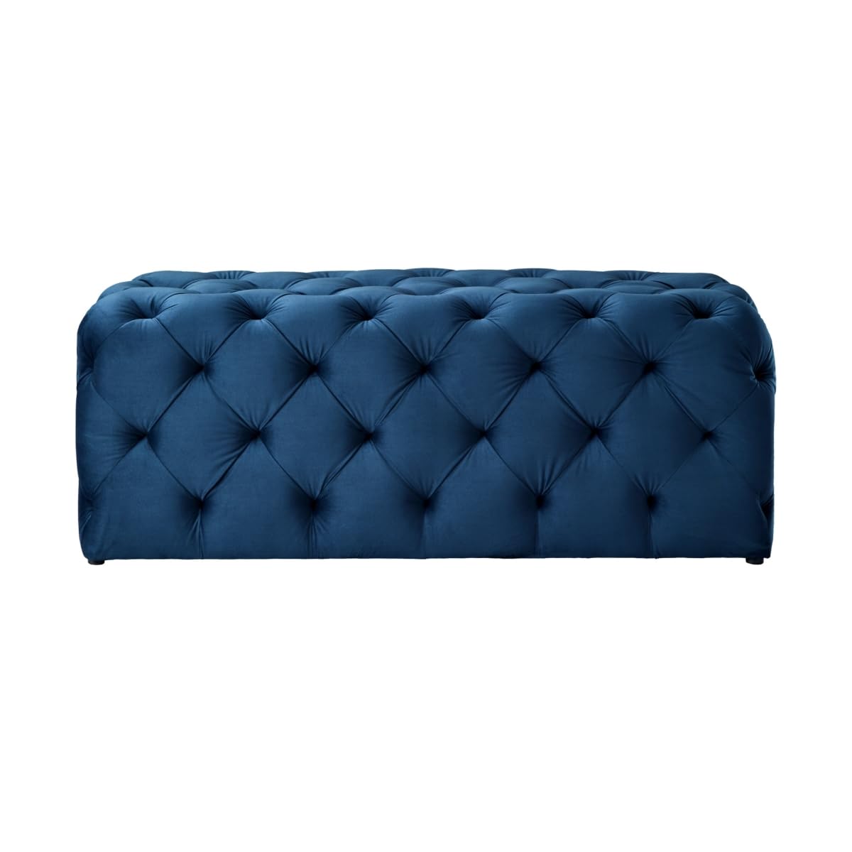 HomeRoots 490940 19 x 20 x 48 in. Navy Blue & Black Upholstered Upholstery Entryway Bench