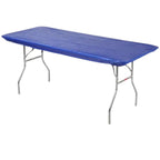 Kwik-Covers 8' Rectangular Plastic Table Covers 30' X 96' (8 Feet), Bundle Of 10 - Indoor Or Outdoor Fitted Table Covers For Banquet Tables (10 Pack, Royal Blue)