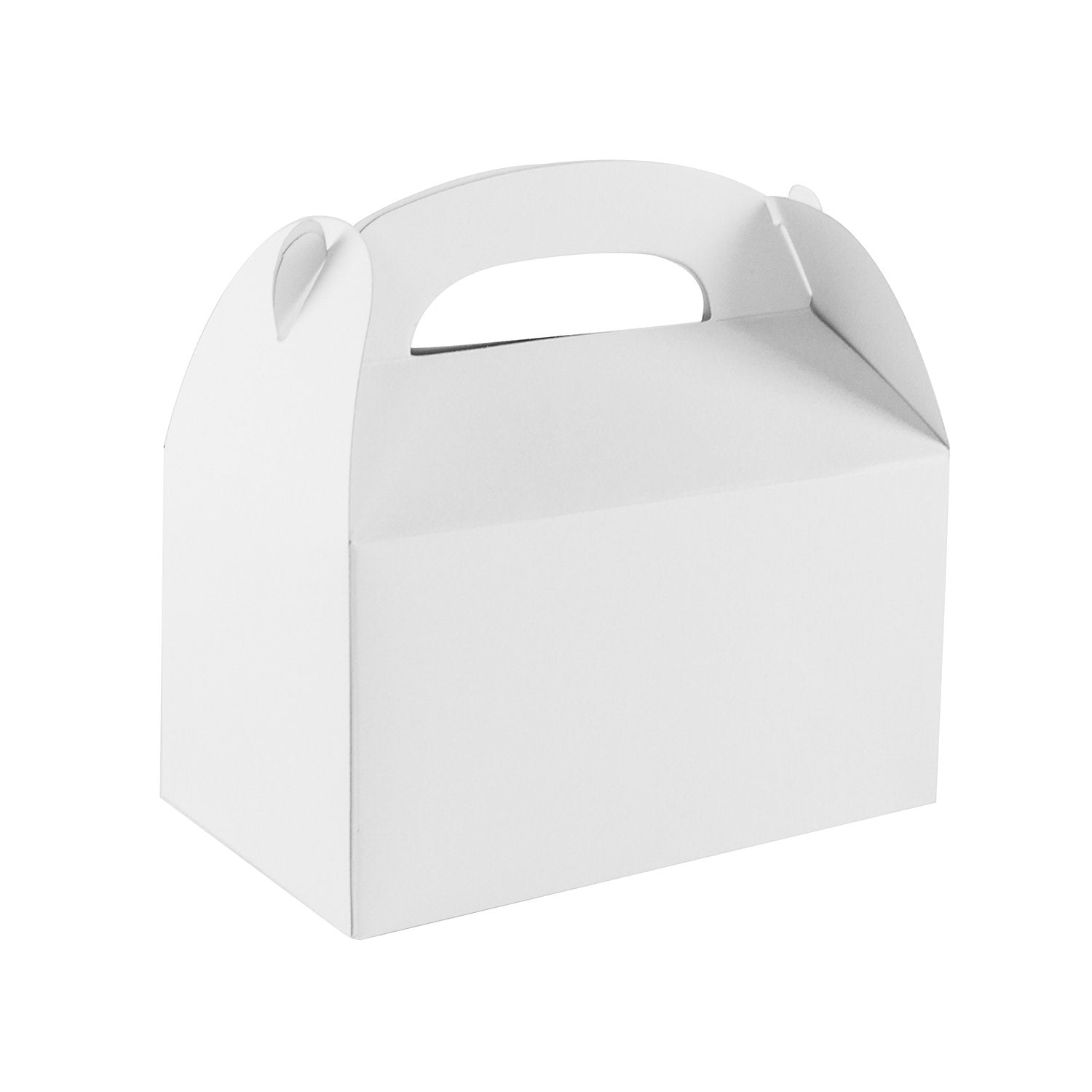 Super Z Outlet Blank White Color Treat Gift Paper Cardboard Boxes with Handles, Arts & Crafts Candy Goodie Bags, Picnic, Birthda