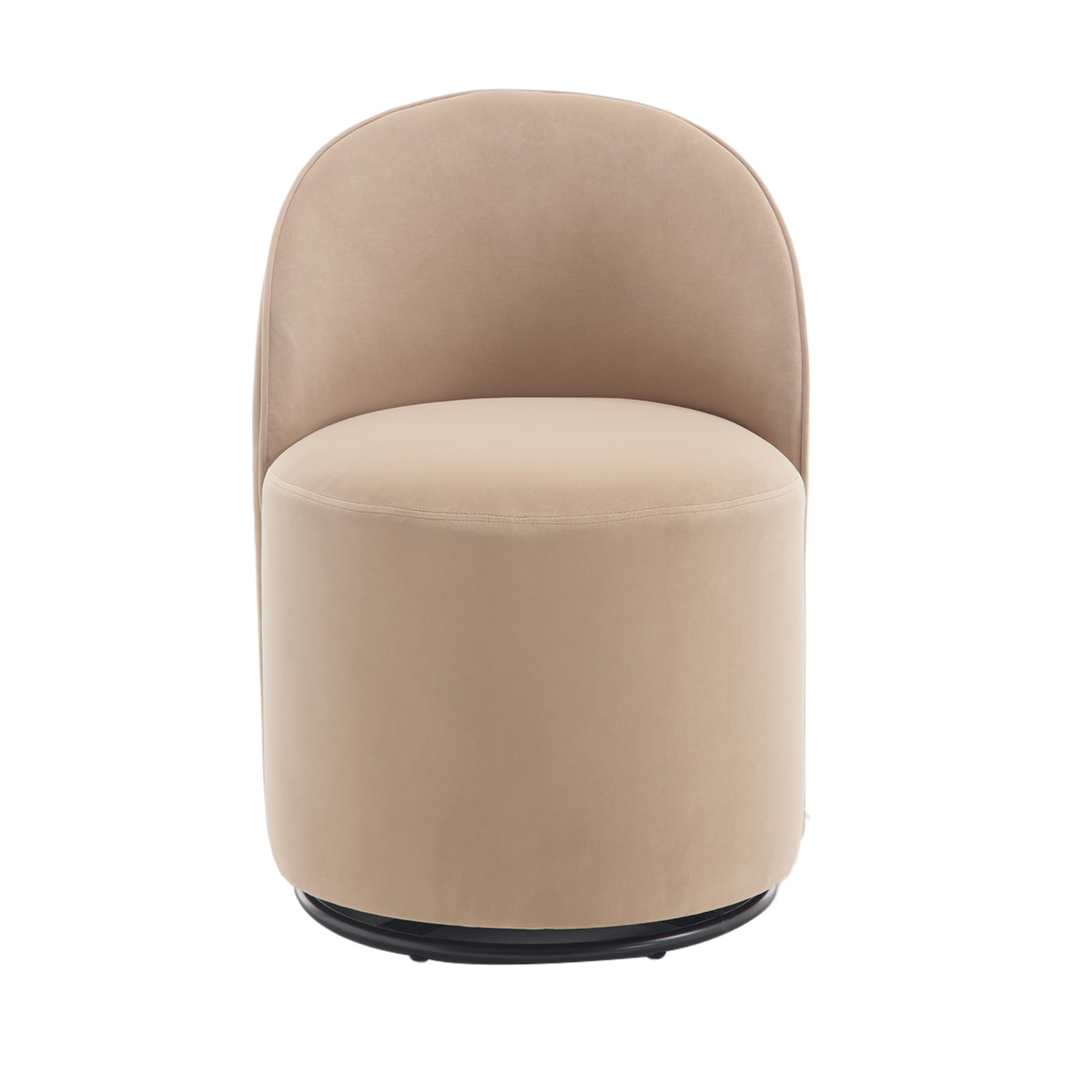 Hny Upholstered Kitchen & Dining Room Barrel Chair, Mid Century Modern Round Velvet Dining Chair, 360 Degree Swivel Comfy Armles