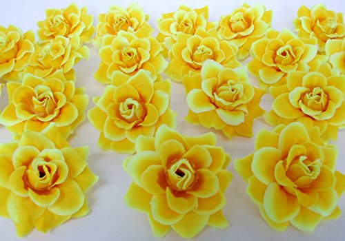 (50) Silk Yellow Roses Flower Head - 1.75' - Artificial Flowers Heads Fabric Floral Supplies Wholesale Lot For Wedding Flowers