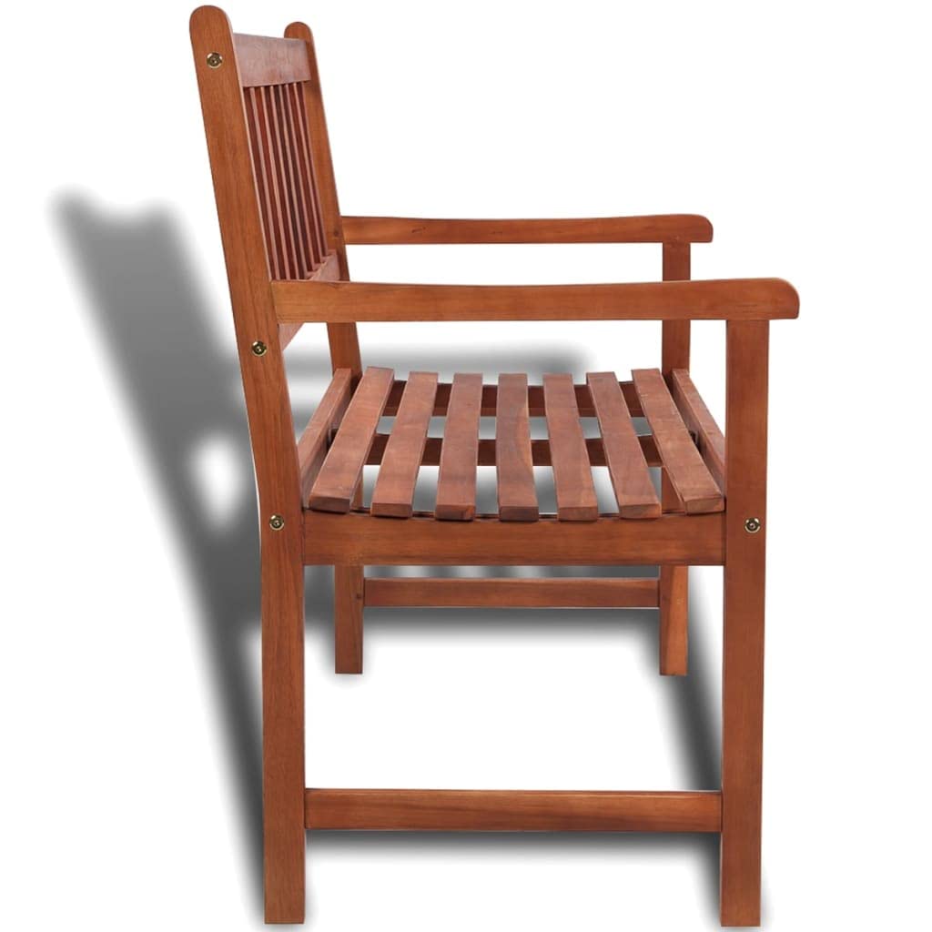 vidaXL Rustic Patio Bench in Solid Acacia Hardwood, 47.2”- Comfortable Outdoor Seating with Armrests and Weather-Resistant Finish