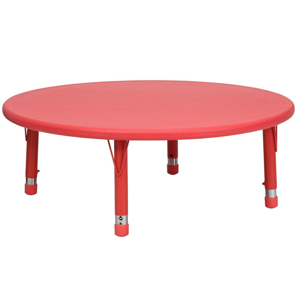 45 Inch Plastic Round Height Adjustable Activity Table, Red