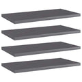 vidaXL Bookshelf Boards - Floating Shelf - High Gloss Gray - Engineered Wood - 15.7"x7.9"x0.6" - Modern Storage Solution - Set of 4