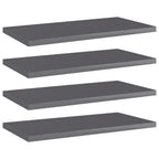 vidaXL Bookshelf Boards - Floating Shelf - High Gloss Gray - Engineered Wood - 15.7"x7.9"x0.6" - Modern Storage Solution - Set of 4