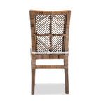 Baxton Studio Laluna Gray Natural Rattan and Mahogany Dining Chair with Cushion