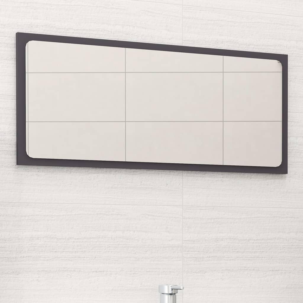 vidaXL Bathroom Mirror Home Hallway Bedroom Laundry Room Washroom Vanity Unit Wall Mirror Furniture Gray 31.5&quot;x0.6&quot;x14.6&quot; Engineered Wood