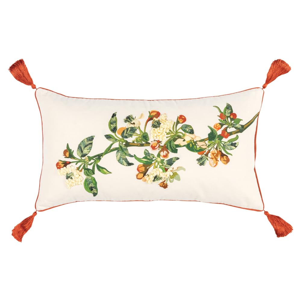 Rizzy Home Botanical 14&quot; x 26&quot; Cotton Duck Pillow Cover in Multi-Color