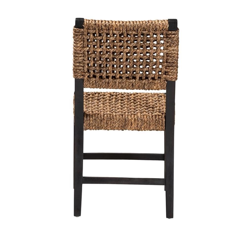 Baxton Studio Alise Modern Bohemian Dark Brown Mahogany Wood And Banana Fiber Dining Chair