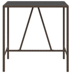 vidaXL Outdoor Bar Table with Glass Top, Brown Poly Rattan, Powder-Coated Steel Frame, Tempered Black Glass, Weather-Resistant - 43.3"x27.6"x43.3"