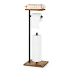 Toilet Paper Holder Stand FreeStanding Tissue Paper Roll Holder with Shelf Farmhouse Toilet Paper Dispenser for Bathroom Toilet 