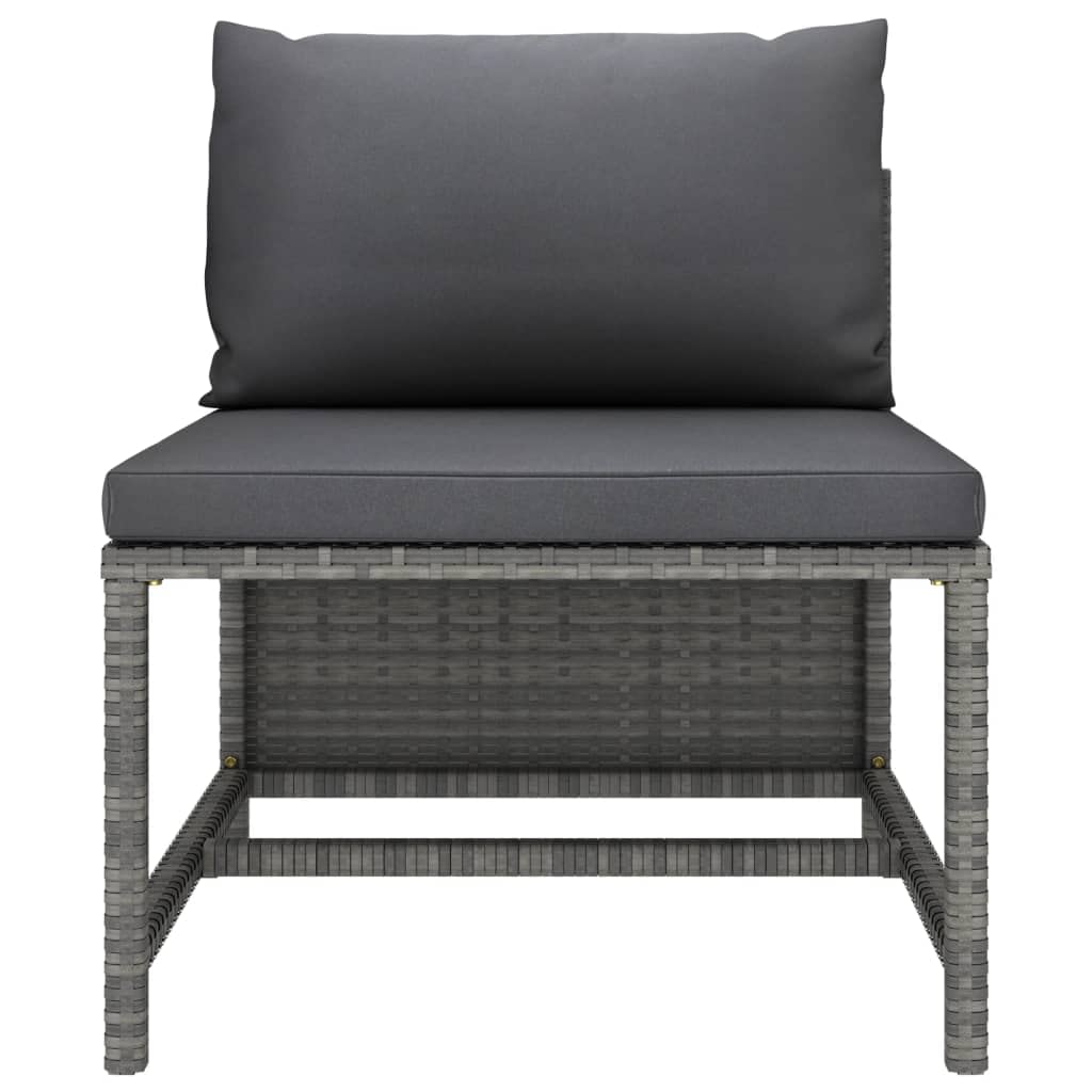 vidaXL 3 Piece Patio Sofa Set - Weather-Resistant Outdoor Furniture with Cushions, Durable PE Rattan Construction and Easy Maintenance Components - Grey.