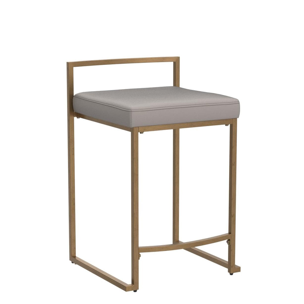 Crosley Furniture Harlowe Upholstered Seat Counter Height Bar Stools Set of 2, Kitchen and Dining, Gray and Gold