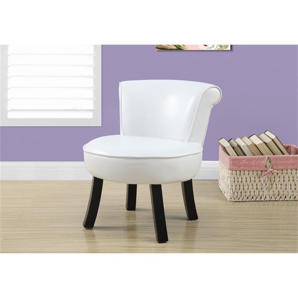 Monarch Specialties 8155, Accent, Kids, Upholstered, Pu, White, Contemporary, Modern Juvenile Chair Leather-Look, 19' L x 20.5' W x 21.5' H