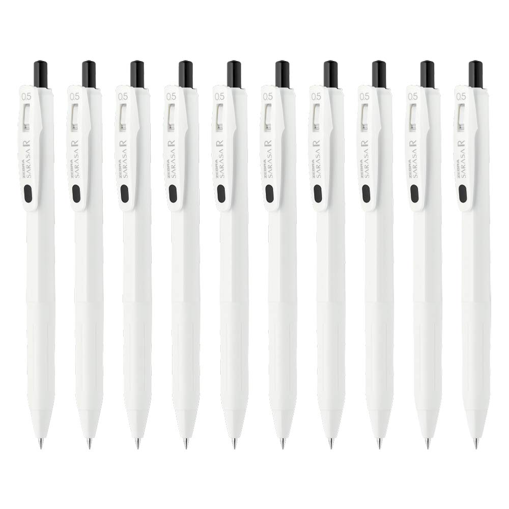 Zebra B-Jj29-R1-Bk2 Gel Ballpoint Pen, Sarasa R, 0.5Mm, Black, 10 Pens