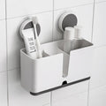 Plastic Self Adhesive Magic Sticker Wall Mounted Toothbrush Holder with Drain Tray for Bathroom/Kitchen Spoon Holder/Toothbrush 