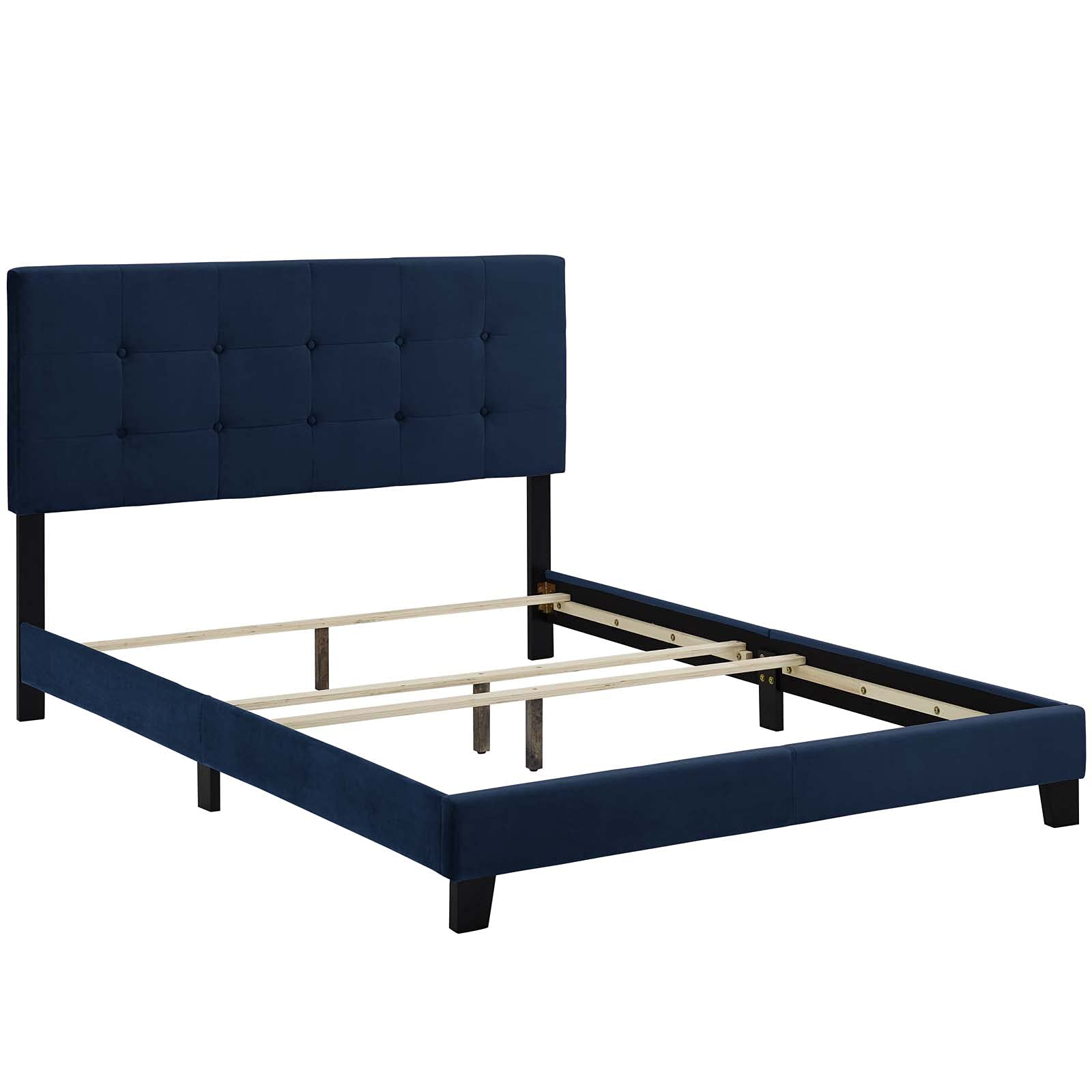 Modway Amira Tufted Performance Velvet Upholstered Full Bed In Midnight Blue