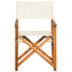 vidaXL Set of 2 Director's Chairs, Foldable Outdoor Seating with Solid Acacia Wood Frame and Fabric Seat and Backrest, Brown and Cream Finish